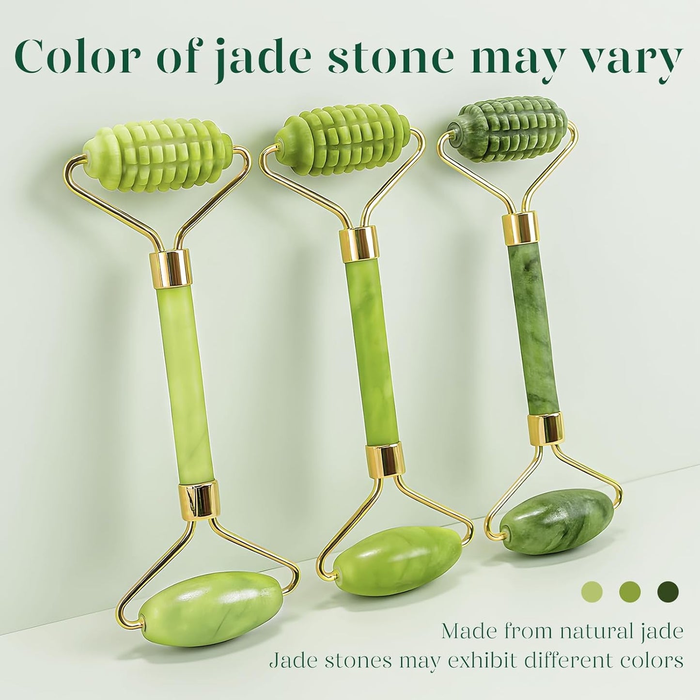 BAIMEI IcyMe Gua Sha and Jade Roller for Face, Natural Jade Face Roller with Ridge Design for Reducing Puffiness & Skin Firming,Facial Sculpting Tool, Self Care Gift for Women Men